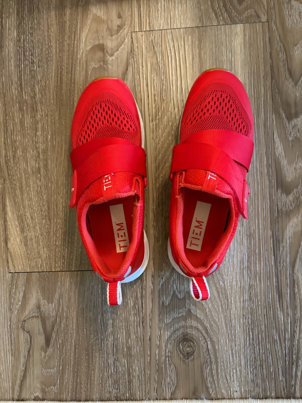 Women’s Red Slip-On Athletic Sneakers with Strap